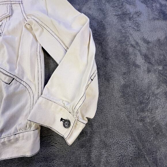 Marc Jacobs Denim Jacket Medium 2002 Archive Graphic Sketch Off White Y2K Jean - Picture 14 of 16